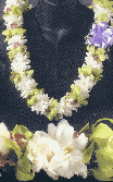 double tuberose lei with green orchids