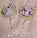 custom painted crystal wine goblets with floral design