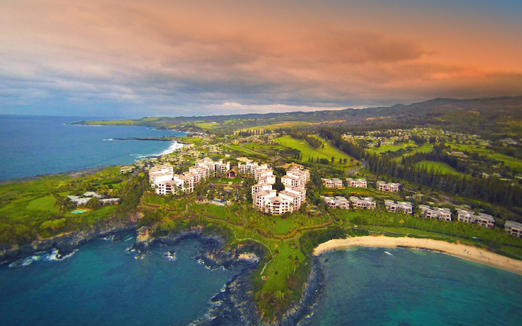 Aerial view of Montage and Kapalua Bay